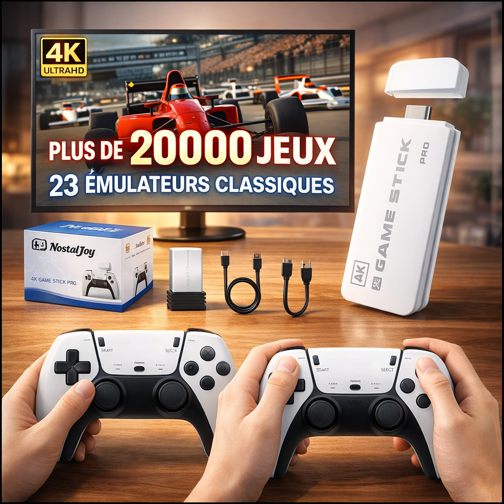 RetroBox™ – Console Rétro 4K avec +20 000 Jeux & 2 Manettes Sans Fil