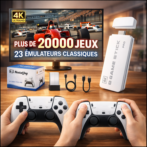 RetroBox™ – Console Rétro 4K avec +20 000 Jeux & 2 Manettes Sans Fil