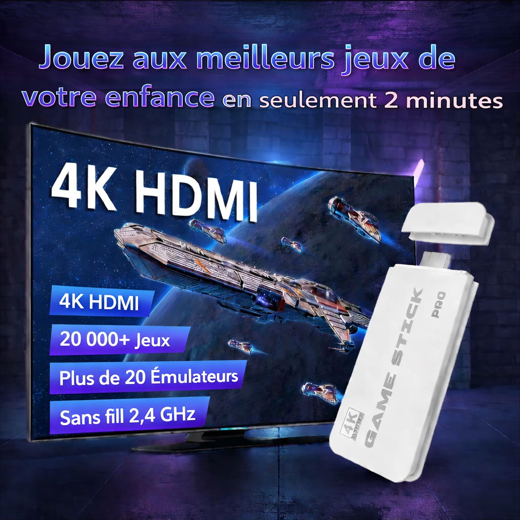 RetroBox™ – Console Rétro 4K avec +20 000 Jeux & 2 Manettes Sans Fil