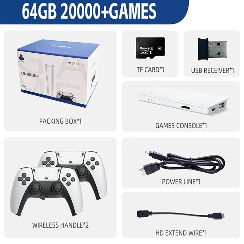 RetroBox™ – Console Rétro Plug & Play avec +20 000 Jeux Intégrés & 2 Manettes Sans Fil