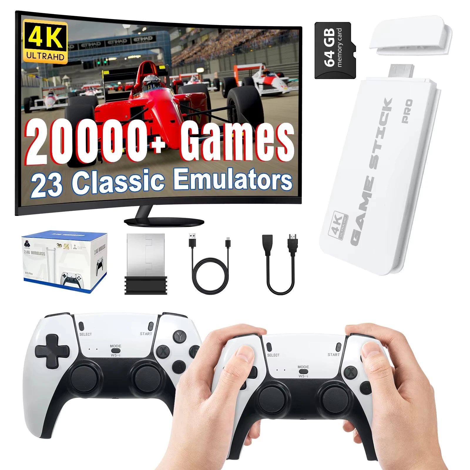 RetroBox™ – Console Rétro 4K avec +20 000 Jeux & 2 Manettes Sans Fil